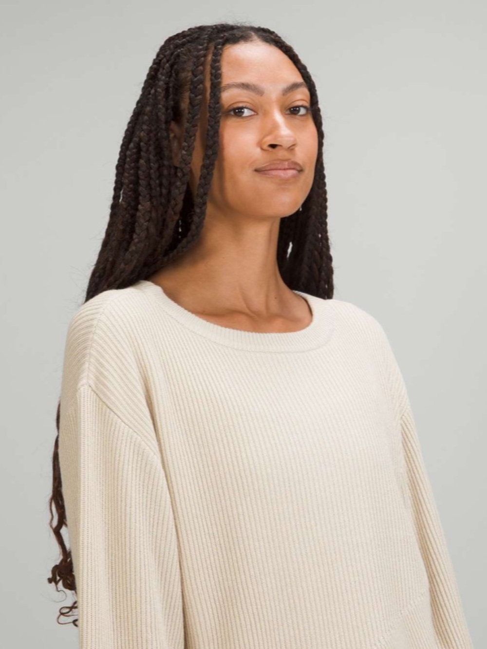 (6) Lululemon Reversible Crossover Sweater White Opal Small Cream Beige Cashmere